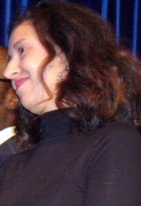 Attending the speech: Hunterdon County Democratic Committee Chair Arlene Quinones Perez.