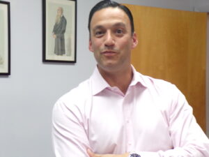 Attorney Mike Testa making his Republican LD1 case in the Vineland law office founded by Judge Frank J. Testa.