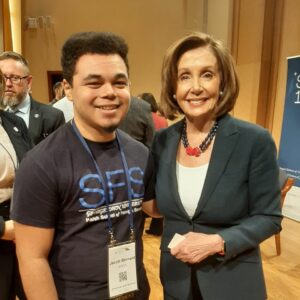 The author, Jacob Bernard, with House Speaker Nancy Pelosi.